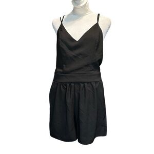 Windsor women's size large black romper, pit to pit 17", inseam 3 1/2"